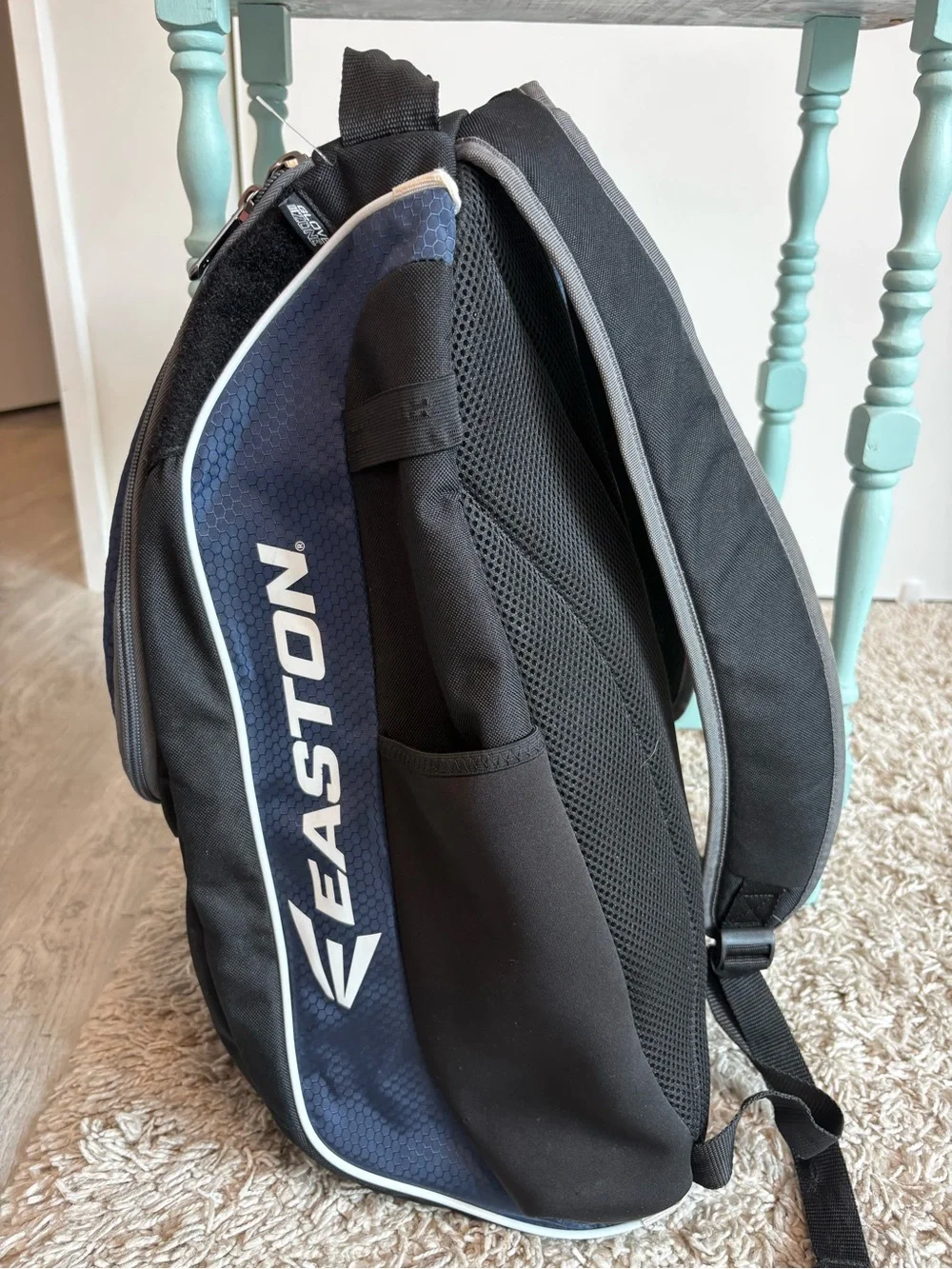 *sold* Easton Game Ready bat backpack, good condition, Black/White/Blue
